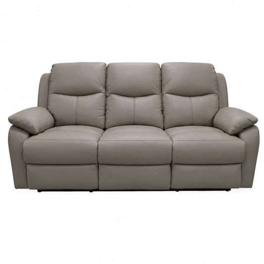 Lancy Premium Leather 3-Seater Manual Recliner Sofa - 2 Reclining Seats