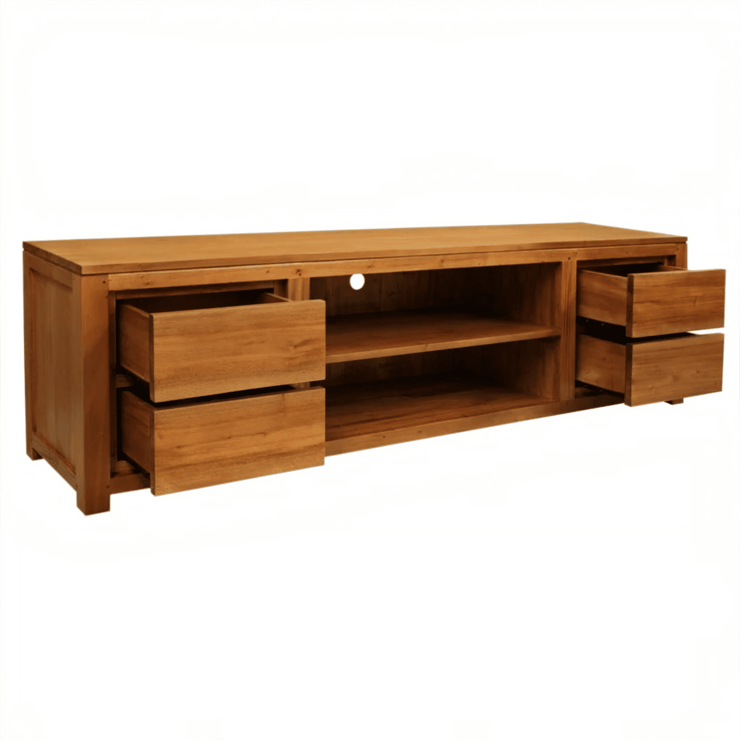 Tanaka Solid Mahogany 4-Drawer TV / Entertainment Unit with 2 Shelves 200cm
