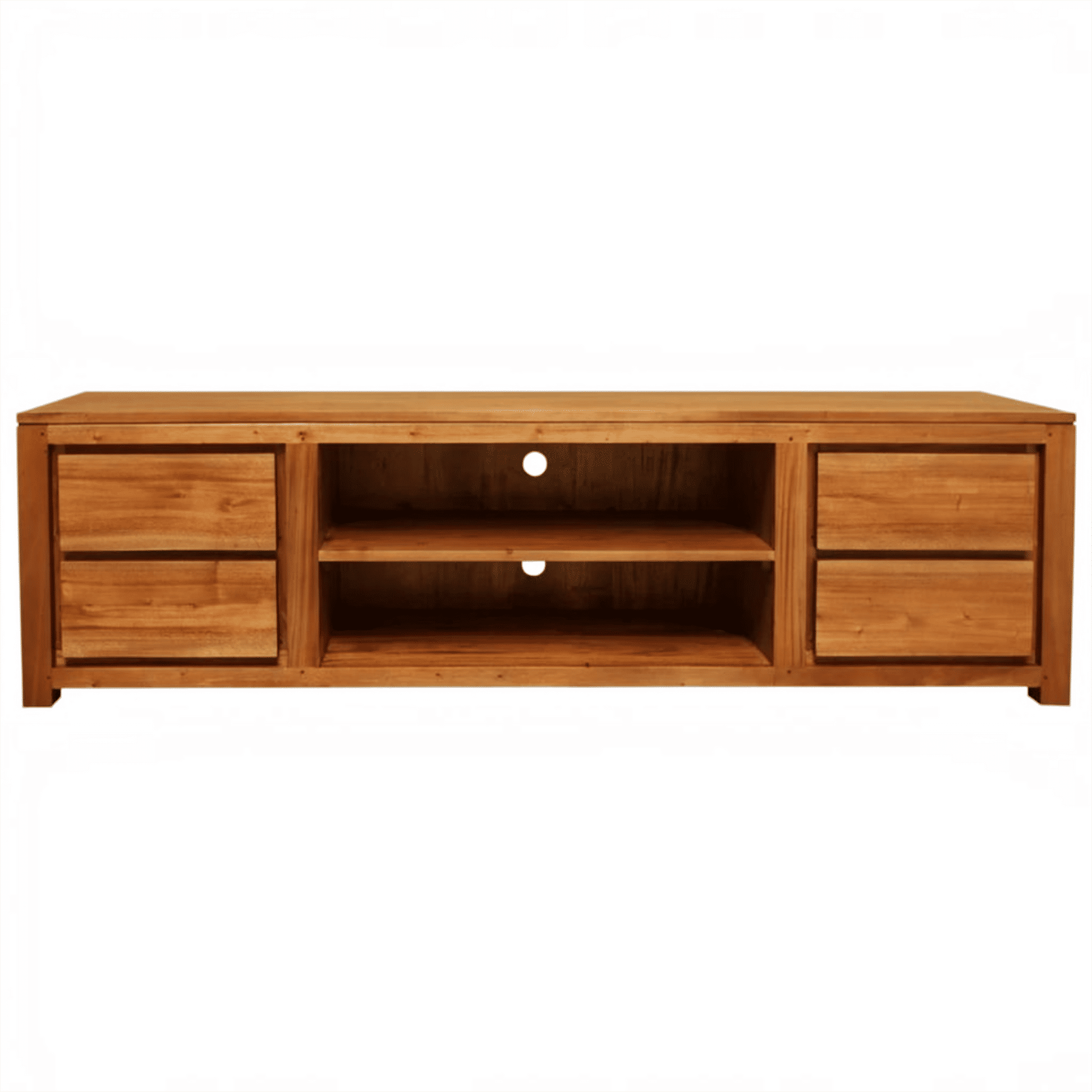Tanaka Solid Mahogany 4-Drawer TV / Entertainment Unit with 2 Shelves 200cm