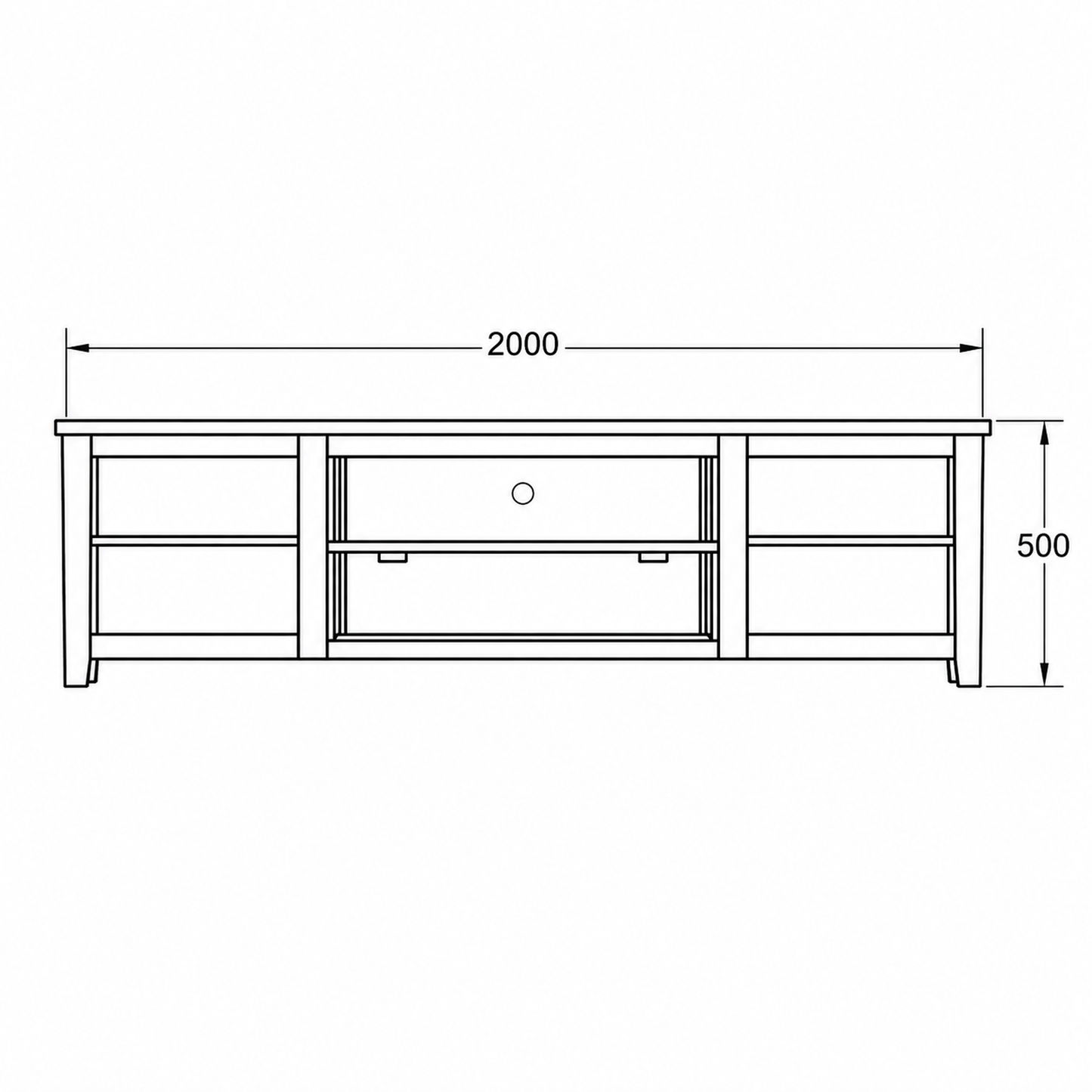 Tanaka Solid Mahogany 4-Drawer TV / Entertainment Unit with 2 Shelves 200cm