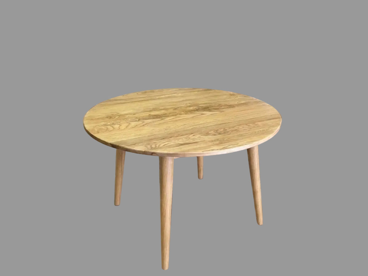 Fitan Solid Oak Round Dining Table 120cm & 4 Melrose Cross Back Chairs in Natural - Chocolate Wood