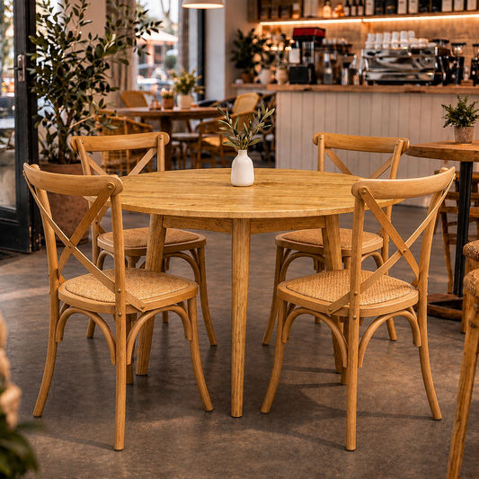Fitan Solid Oak Round Dining Table 120cm in Natural