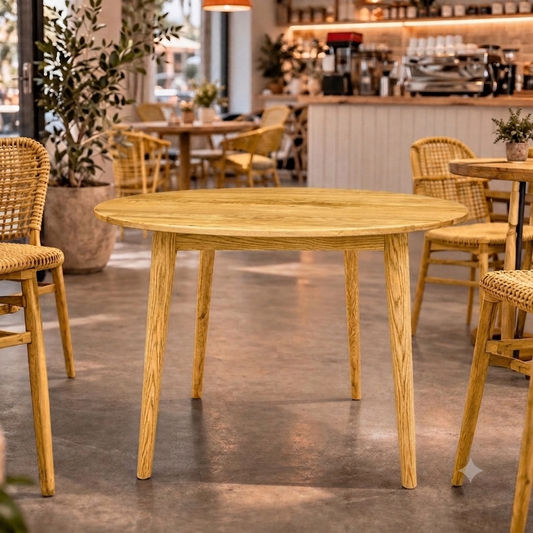 Fitan Solid Oak Round Dining Table 120cm in Natural