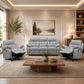 Stellar 3-Piece Manual Leather Recliner Set in Silver