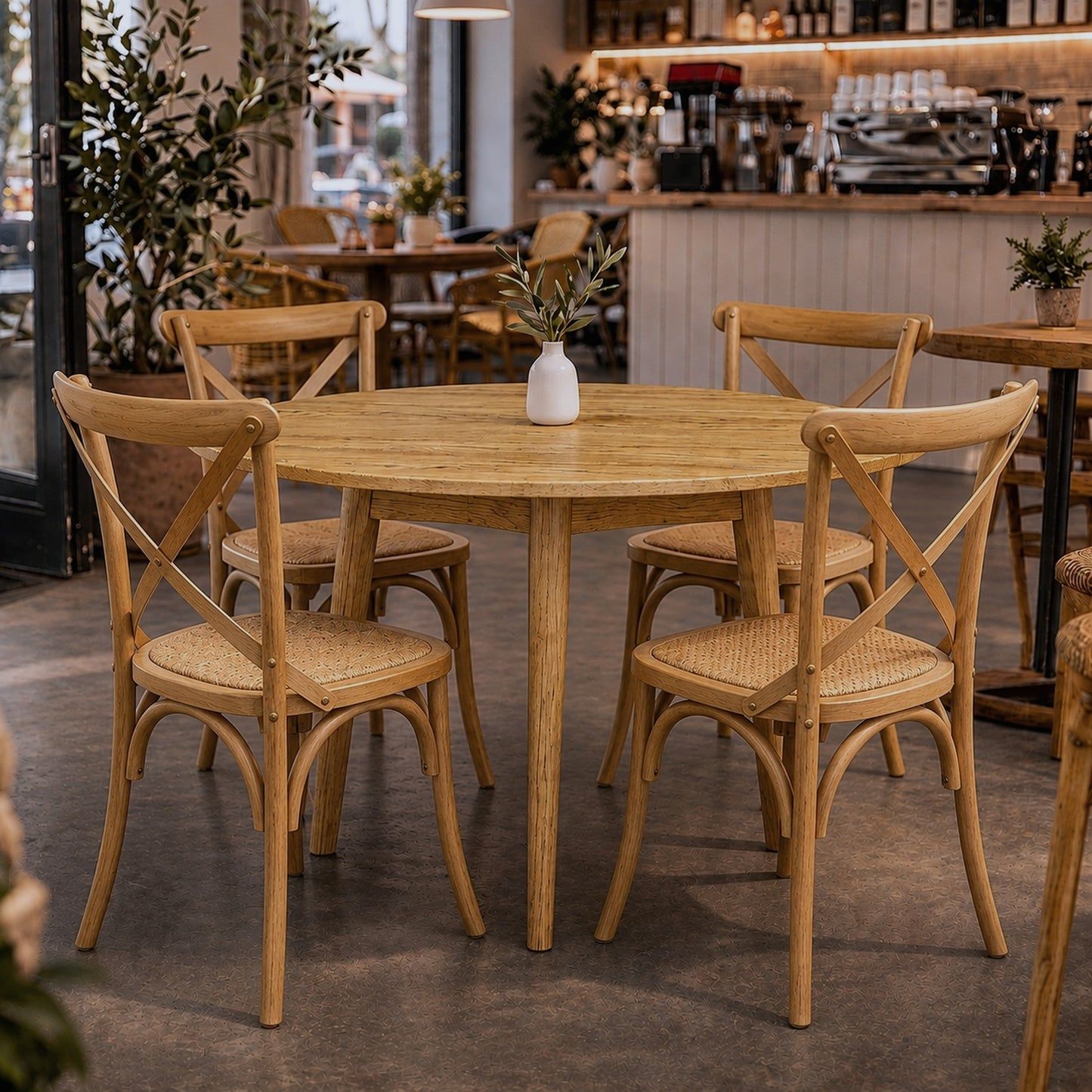 Fitan Solid Oak Round Dining Table 120cm in Natural