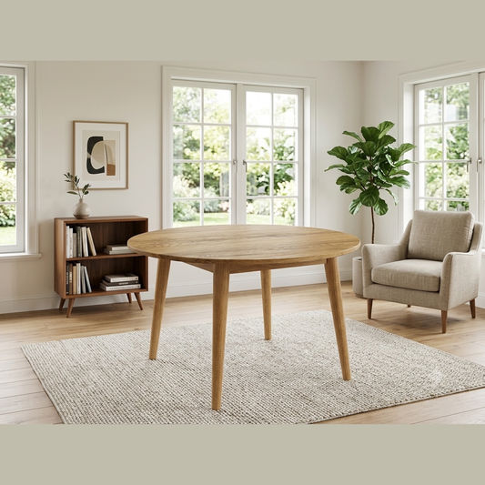 Fitan Solid Oak Round Dining Table 120cm in Natural