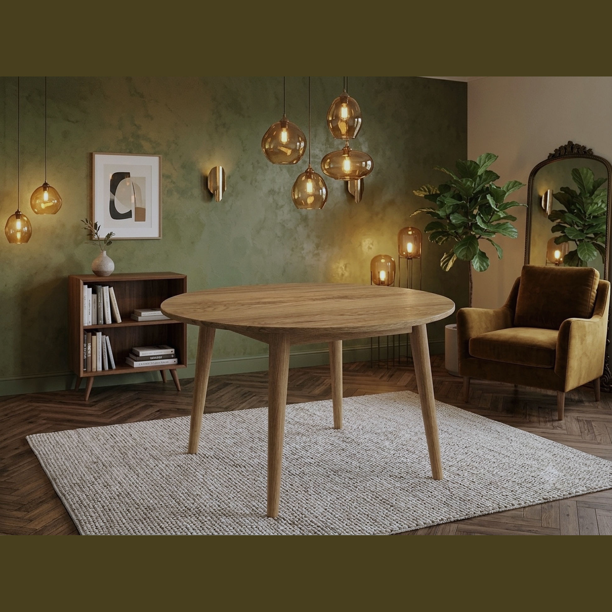Fitan Solid Oak Round Dining Table 120cm in Natural