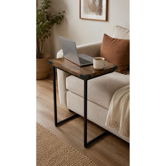 Henley Timber Top Metal Frame Laptop Side Table