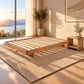 Malanya Solid Vic Ash Bed with Curved Edges & Floating Legs in Danish Oil — Made to Order