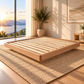 Malanya Solid Vic Ash Bed with Curved Edges & Floating Legs in Danish Oil — Made to Order