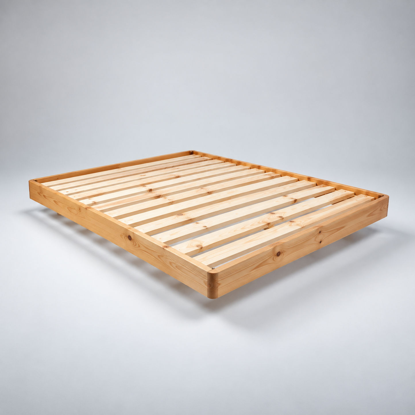 Malanya Solid Pine Bed with Curved Edges & Floating Legs — Made to Order