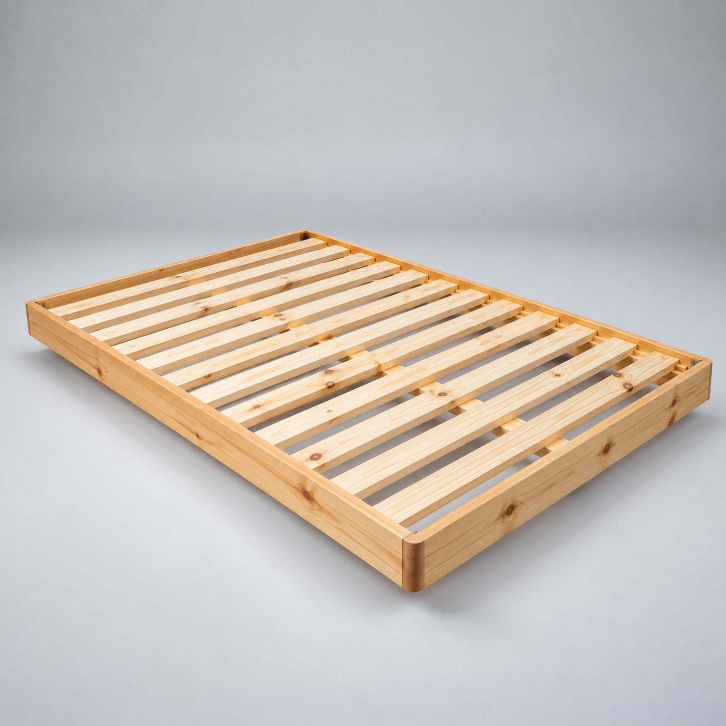 Malanya Solid Pine Bed with Curved Edges & Floating Legs — Made to Order