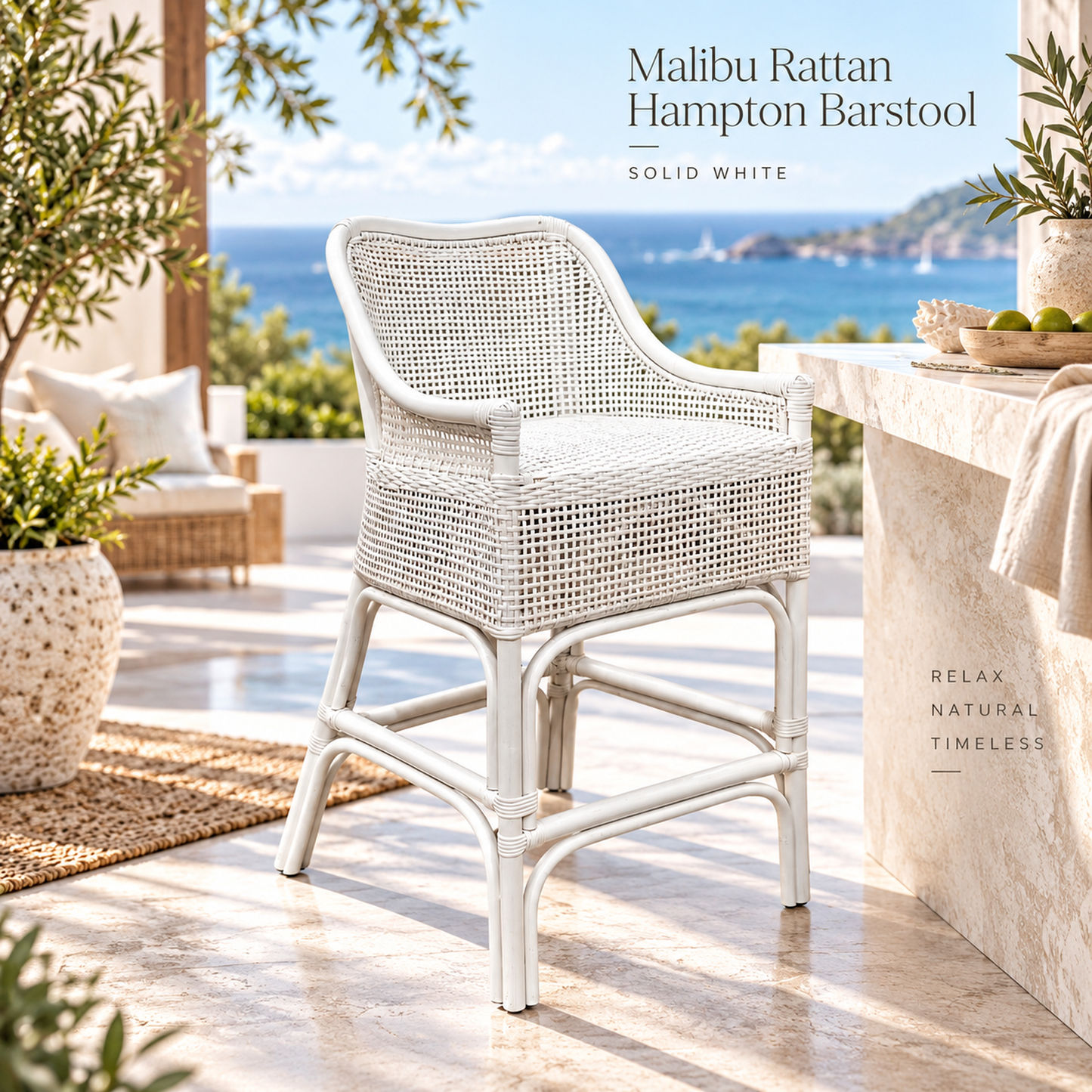 Malibu Hamptons Rattan Counter Stool