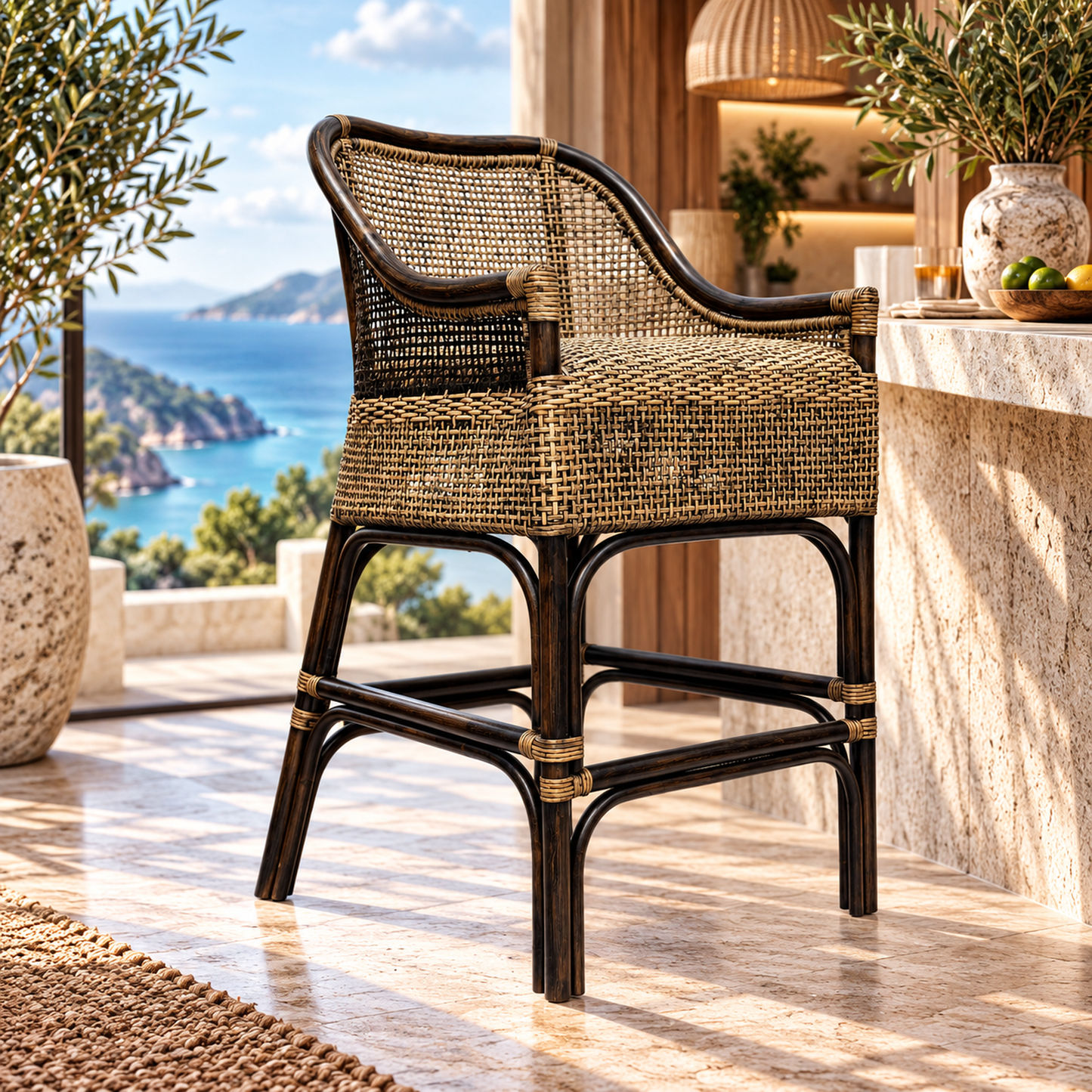 Malibu Hamptons Rattan Counter Stool