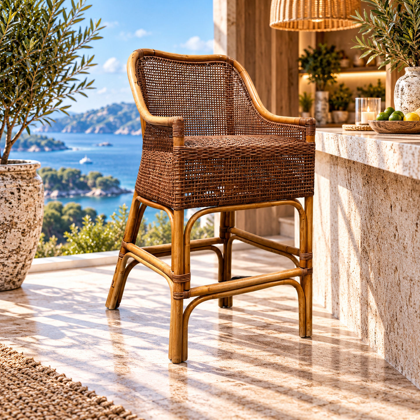 Malibu Hamptons Rattan Counter Stool