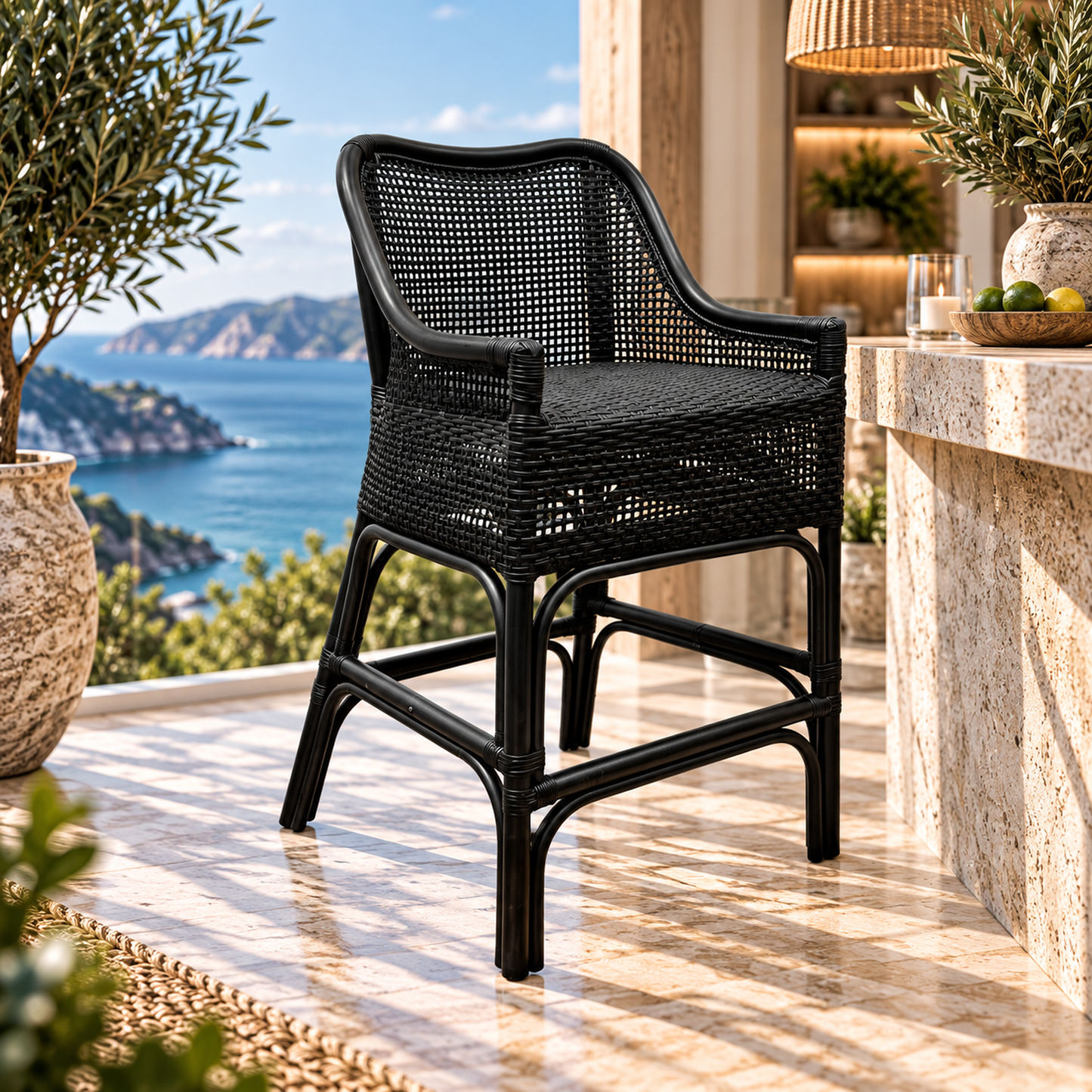 Malibu Hamptons Rattan Counter Stool