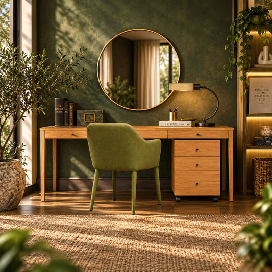 Denver Solid Vic Ash Desk with Pencil Drawers & Filing Cabinet — Australian Custom Made