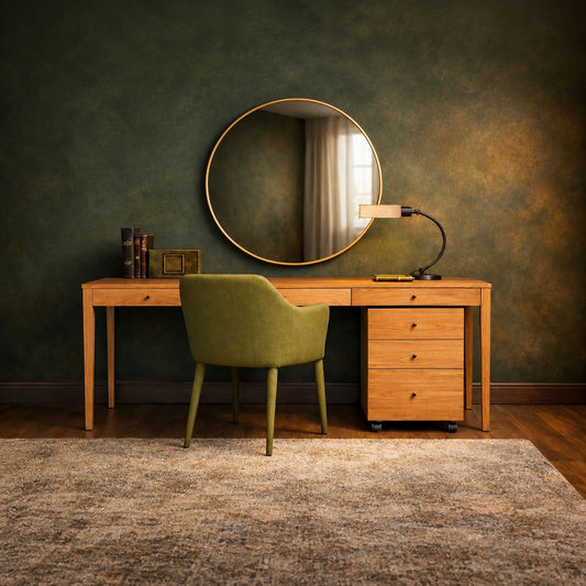 Denver Solid Vic Ash Desk with Pencil Drawers & Filing Cabinet — Australian Custom Made