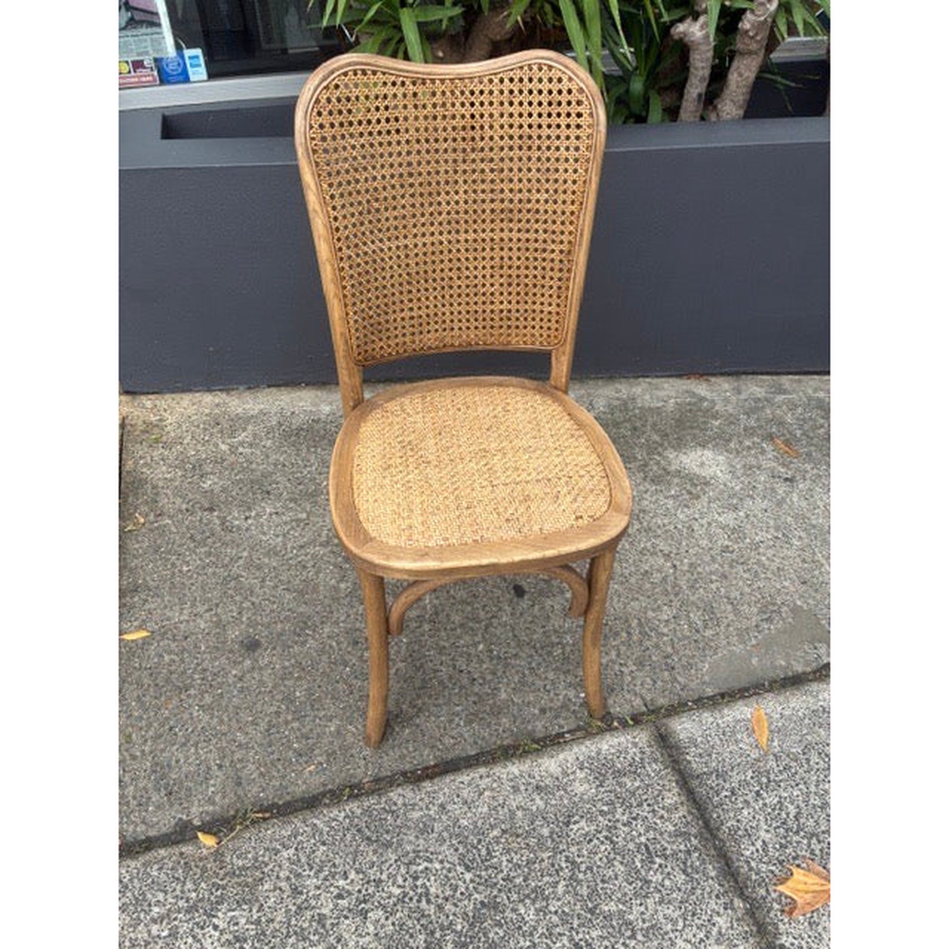 Dumas Solid Oak & Rattan Arched Back Dining Chair in Natural - MyChocolateWood