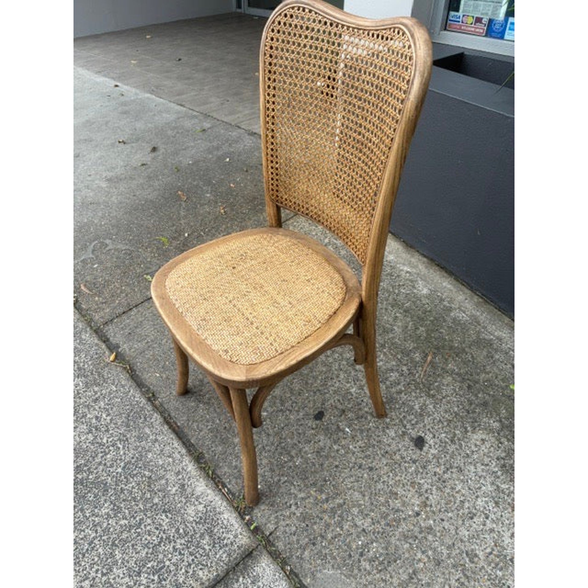 Dumas Solid Oak & Rattan Arched Back Dining Chair in Natural - MyChocolateWood