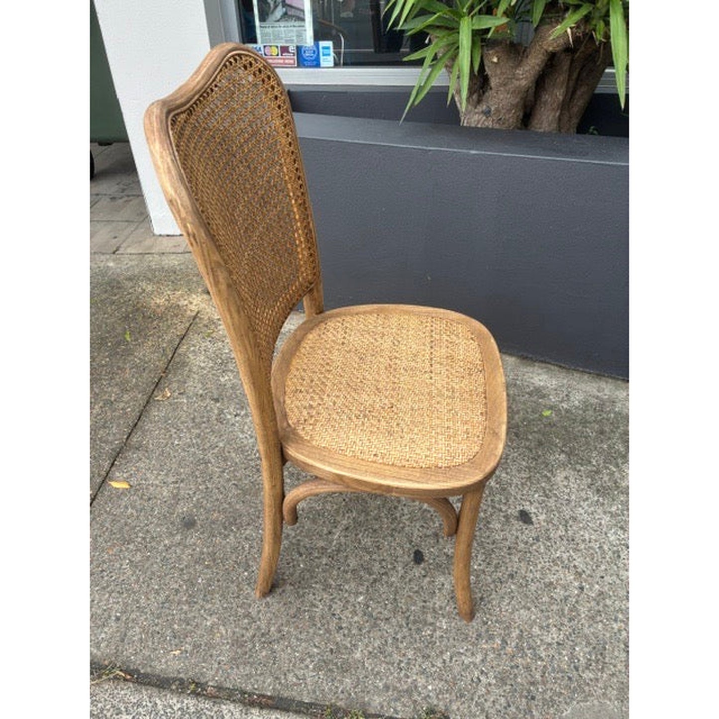 Dumas Solid Oak & Rattan Arched Back Dining Chair in Natural - MyChocolateWood