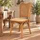Dumas Solid Oak & Rattan Arched Back Dining Chair in Natural - MyChocolateWood