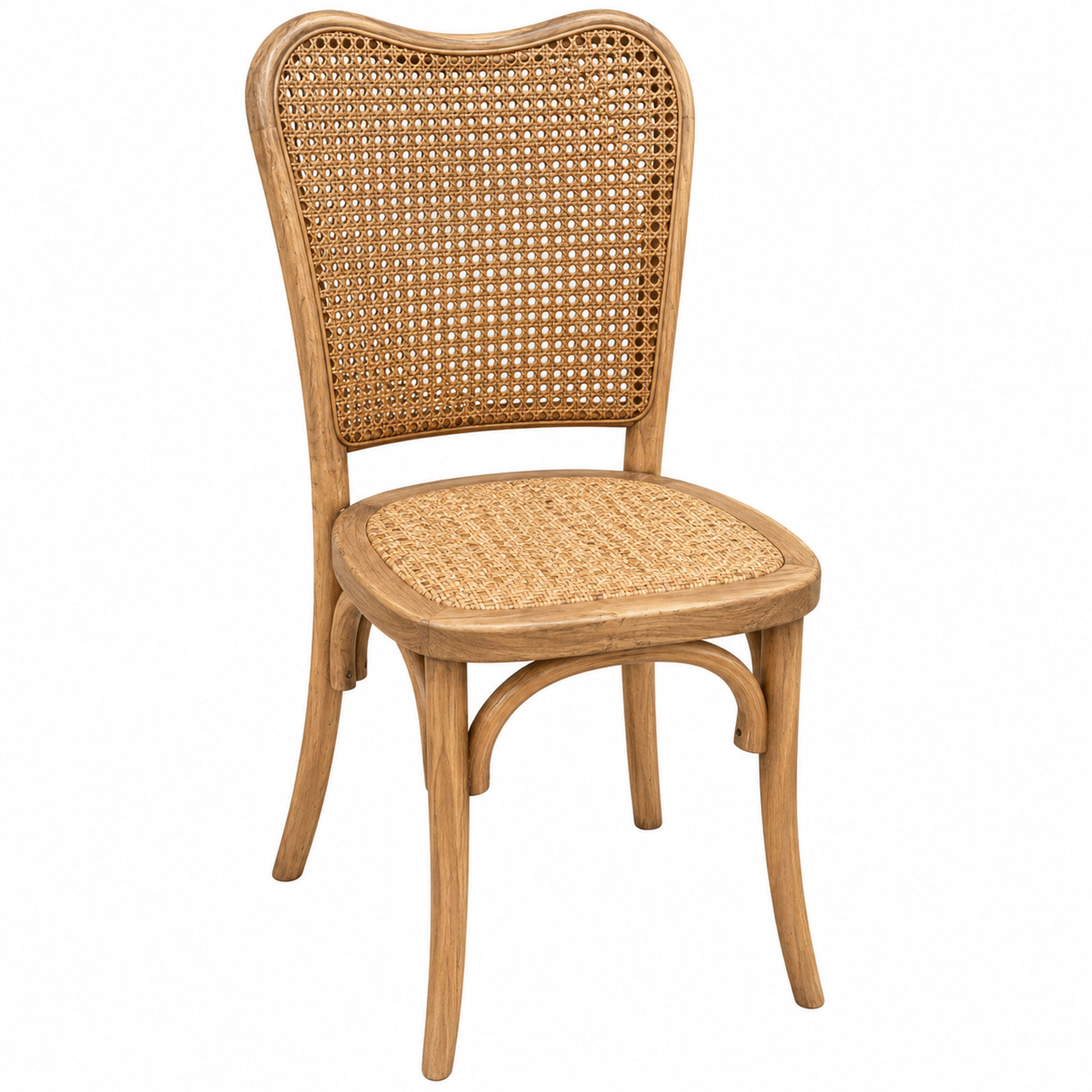Dumas Solid Oak & Rattan Arched Back Dining Chair in Natural - MyChocolateWood