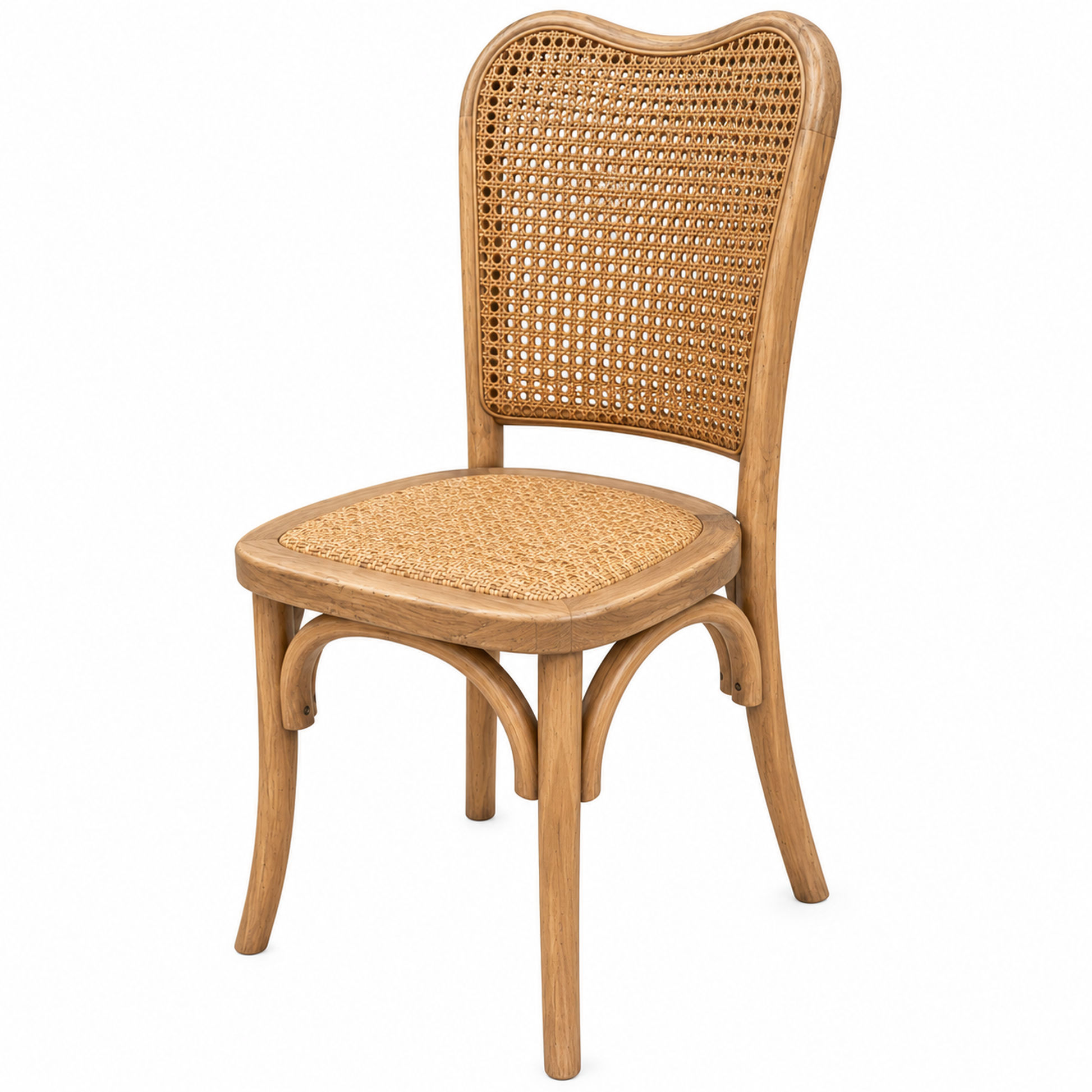 Dumas Solid Oak & Rattan Arched Back Dining Chair in Natural - MyChocolateWood