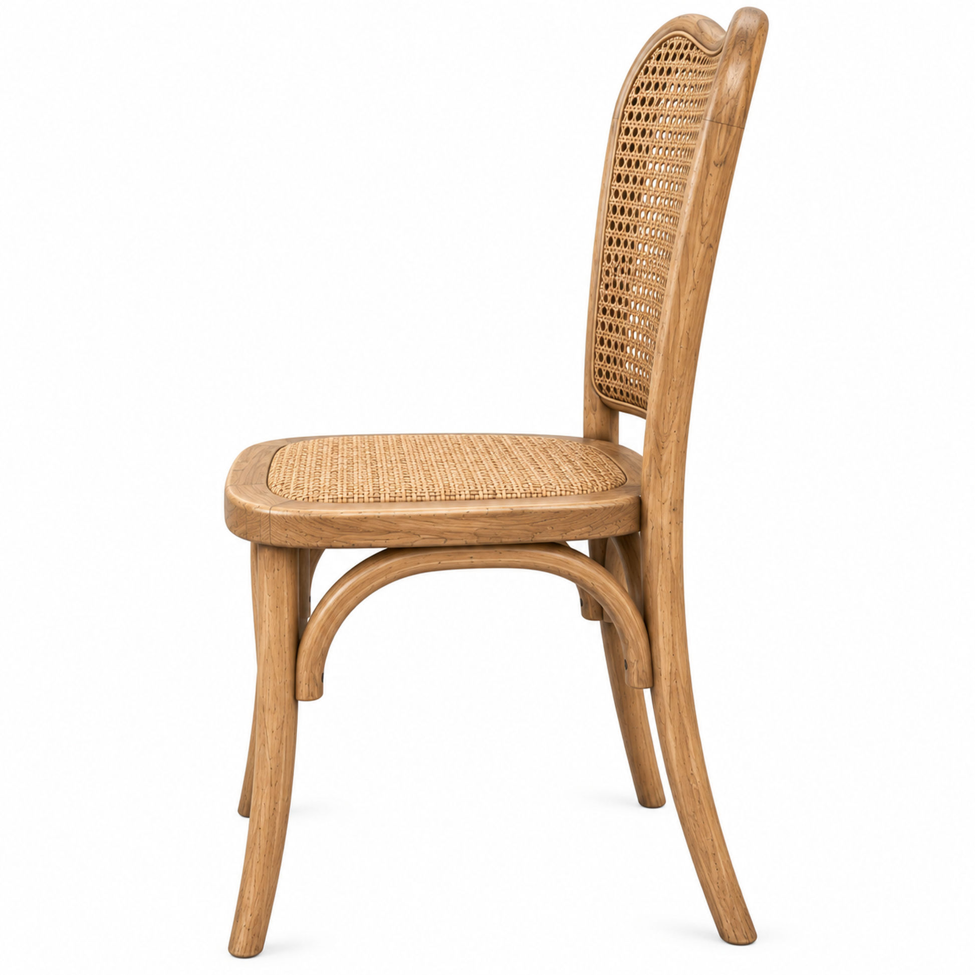 Dumas Solid Oak & Rattan Arched Back Dining Chair in Natural - MyChocolateWood