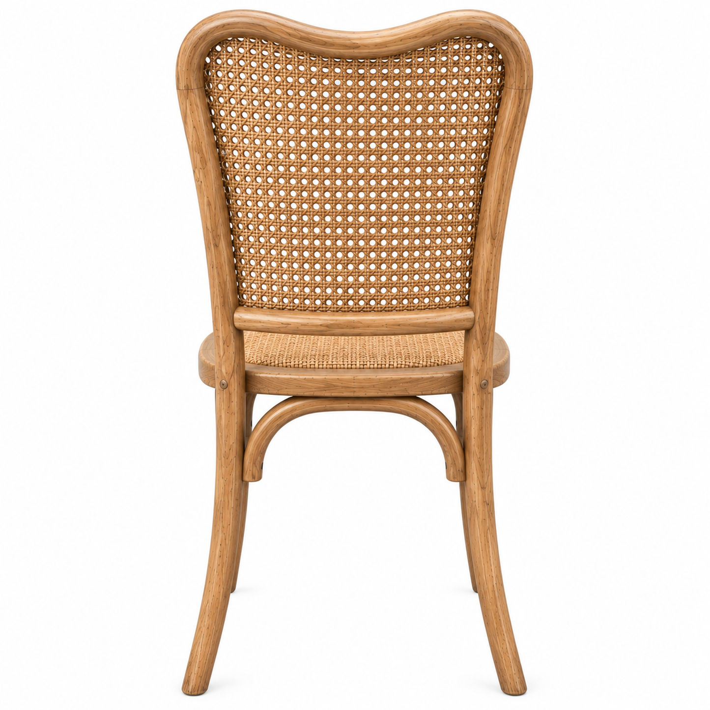 Dumas Solid Oak & Rattan Arched Back Dining Chair in Natural - MyChocolateWood