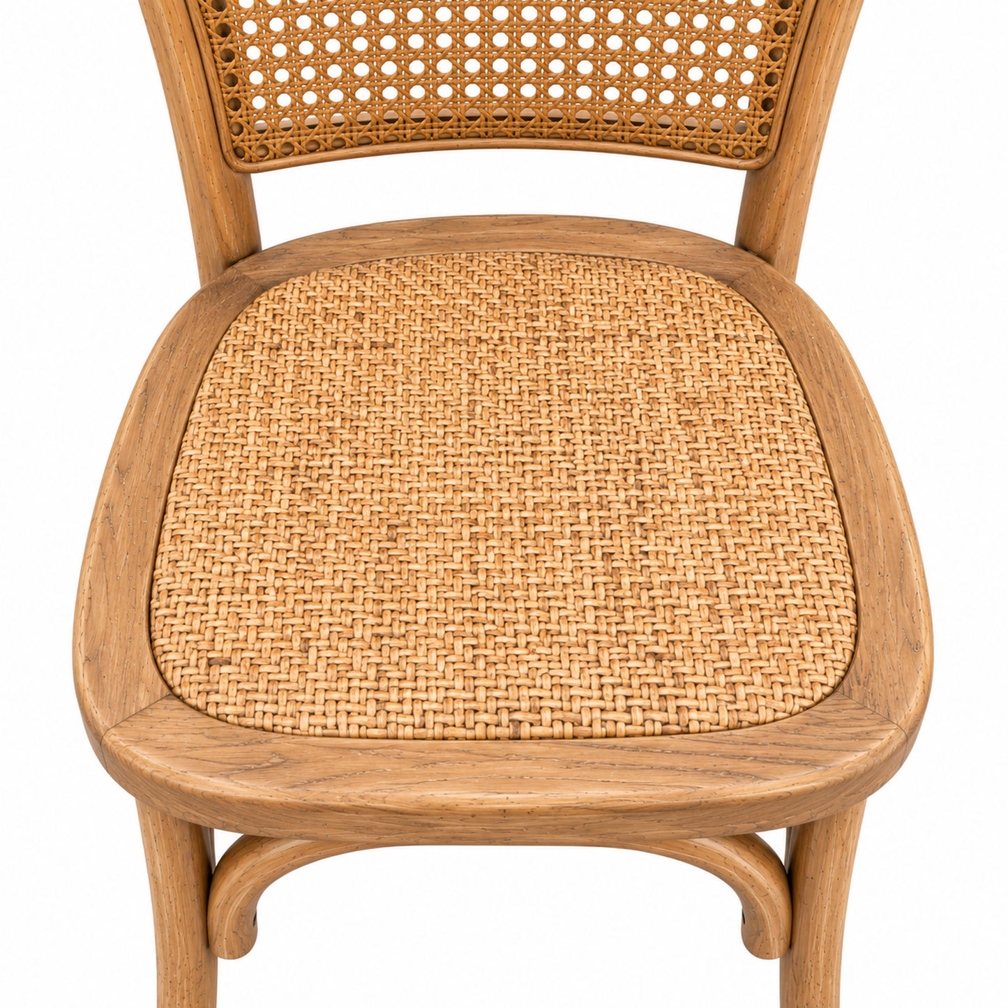Dumas Solid Oak & Rattan Arched Back Dining Chair in Natural - MyChocolateWood