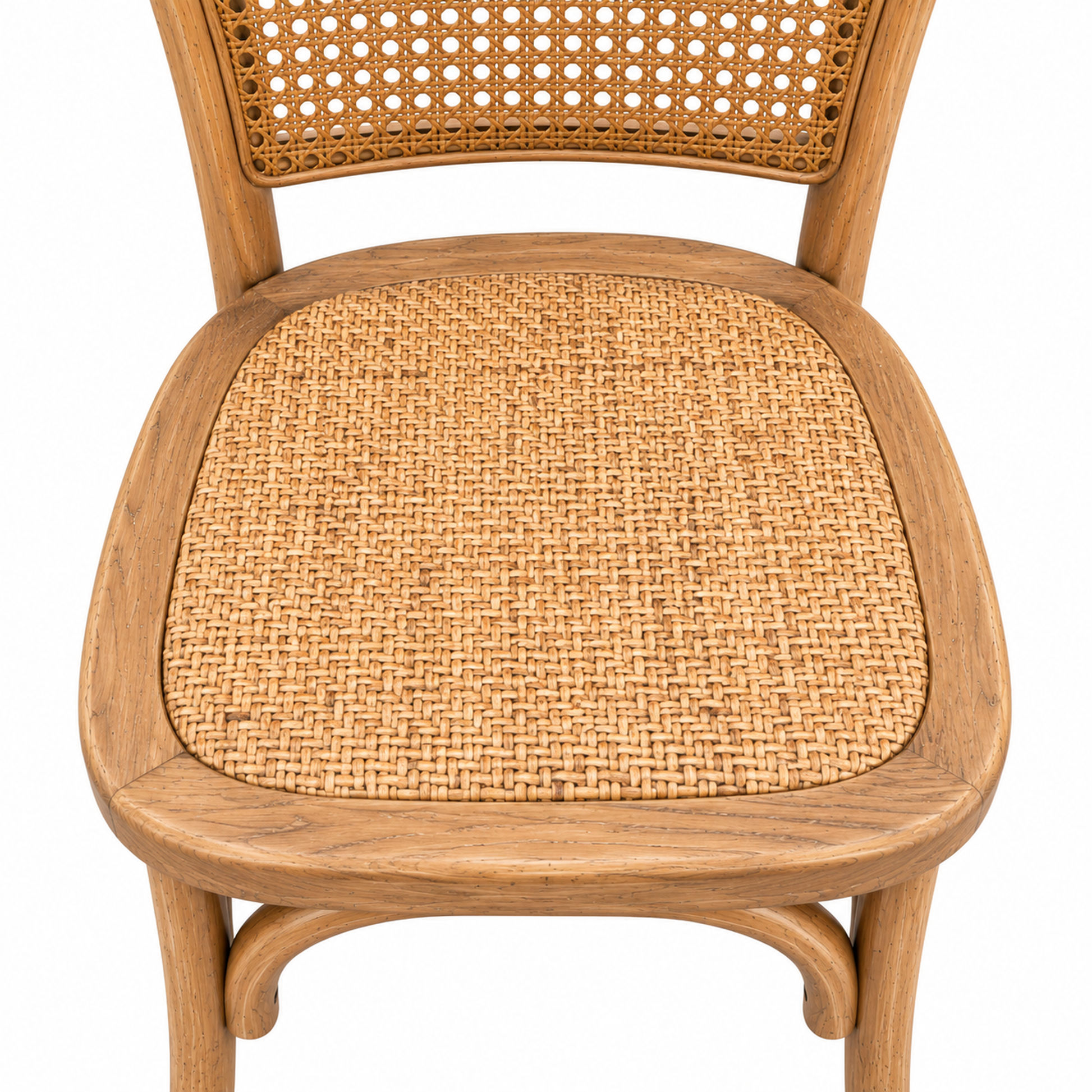 Dumas Solid Oak & Rattan Arched Back Dining Chair in Natural - MyChocolateWood