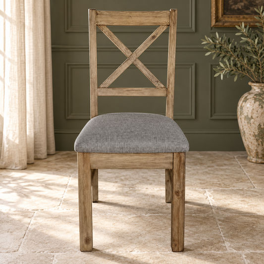 Devonshire Acacia Dining Table + Chairs Set in Brushed Khaki - Chocolate Wood