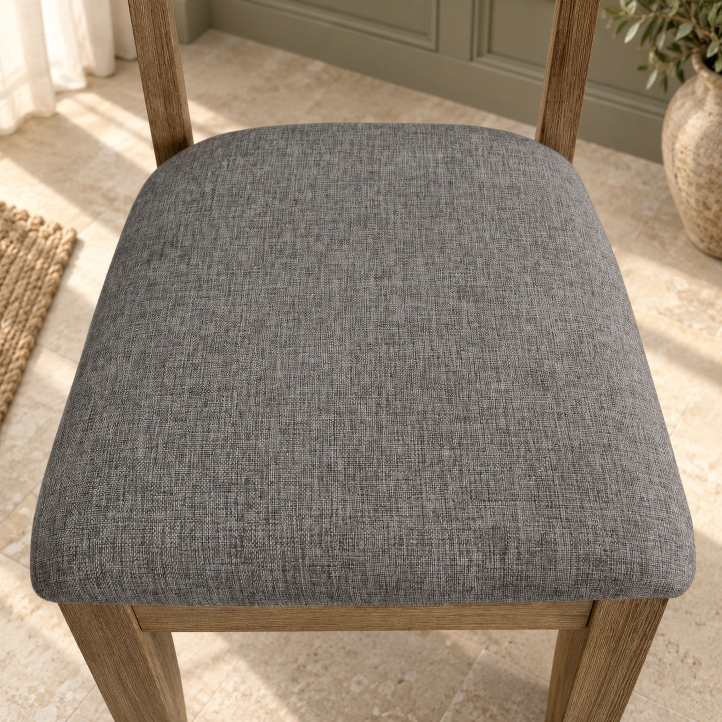 Devonshire Acacia Timber Upholstered Dining Chair in Brushed Khaki