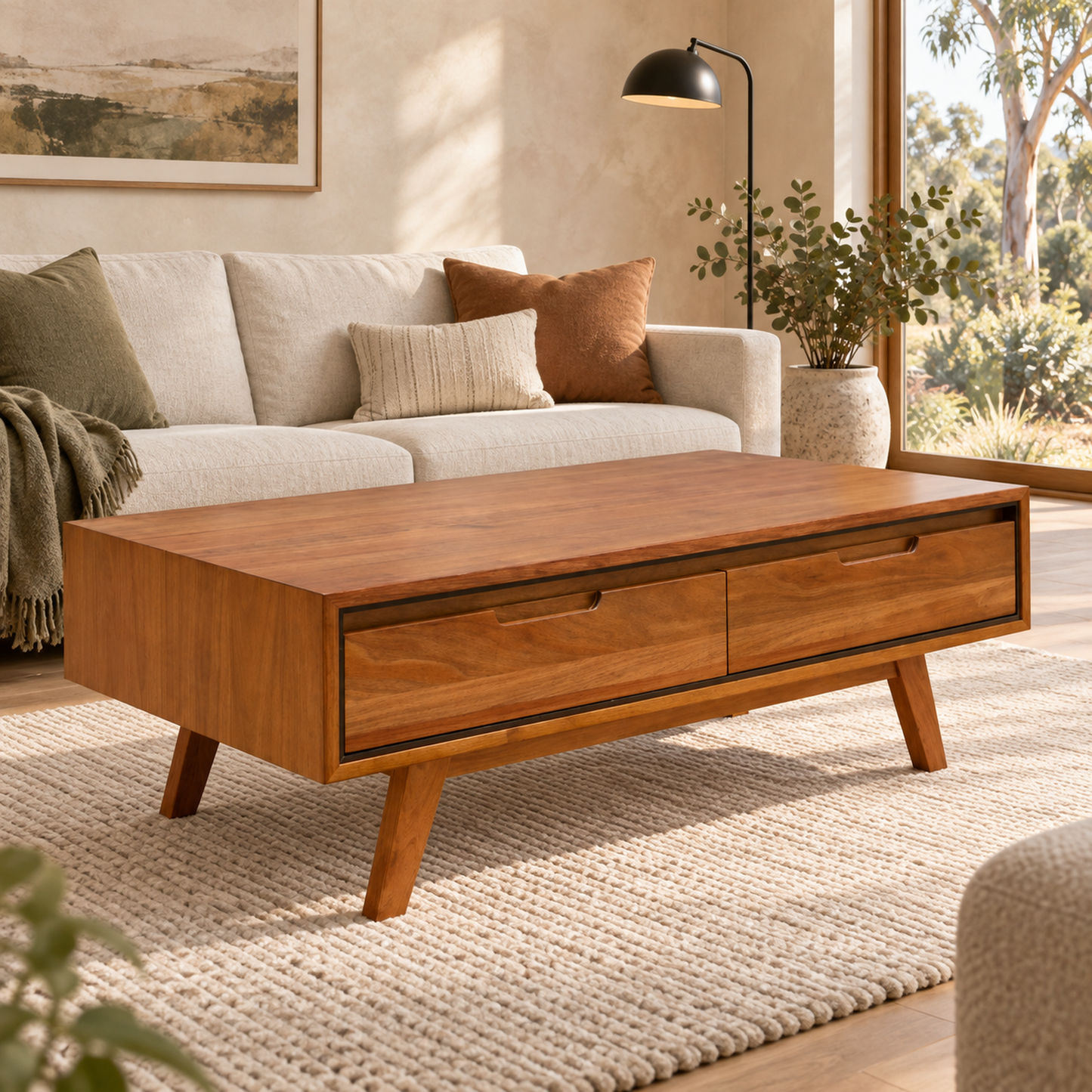 Alma Solid Tasmanian Blackwood 2-Drawer Coffee Table 120cm
