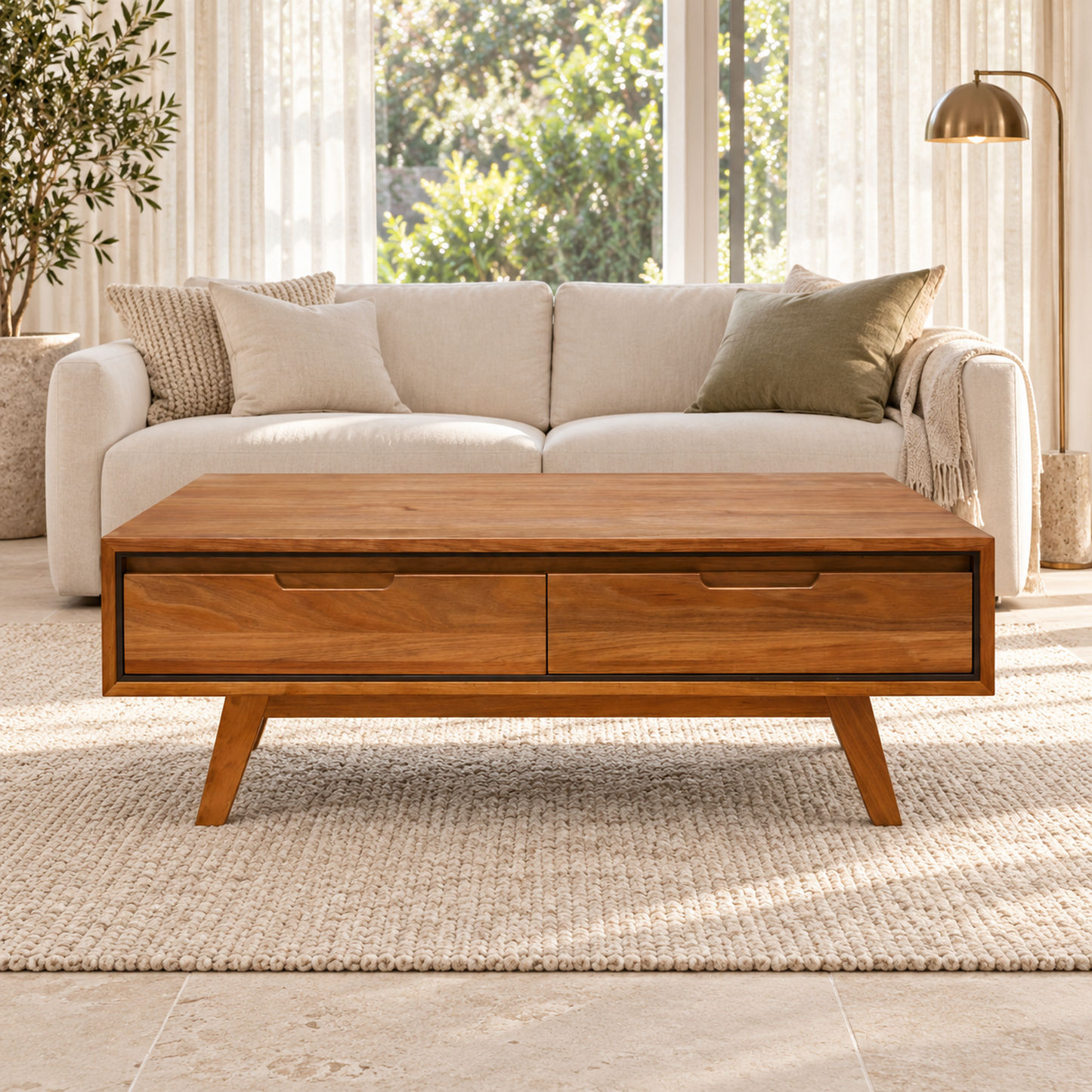 Alma Solid Tasmanian Blackwood 2-Drawer Coffee Table 120cm