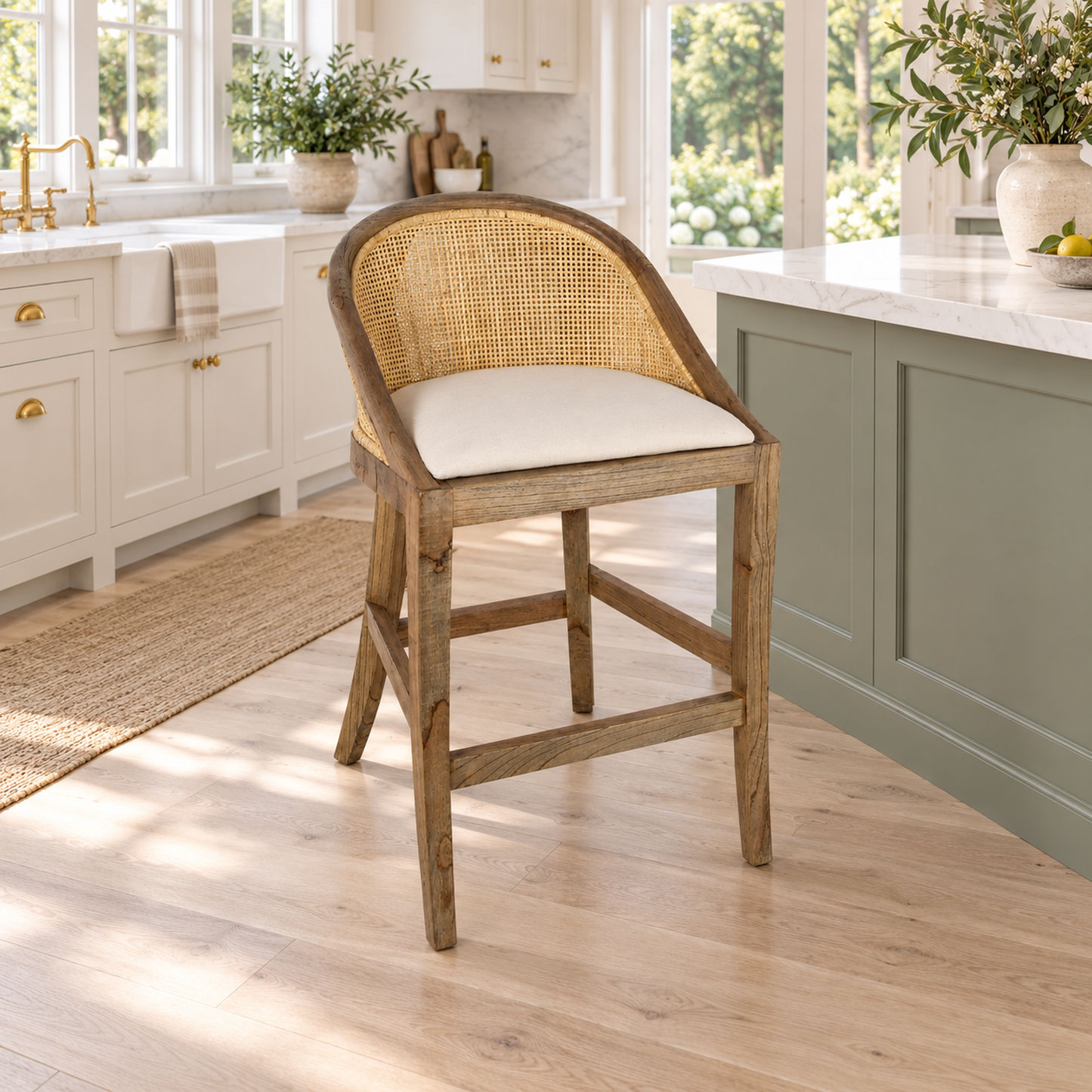 Southampton Solid Mindi Wood Hamptons Counter Stool