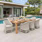 Clariel Acacia Wood Outdoor Dining Table in Vintage Light Teak