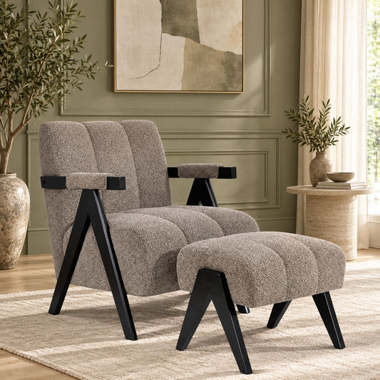 Pellerin Fabric Armchair & Matching Stool
