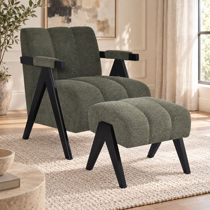 Pellerin Fabric Armchair & Matching Stool