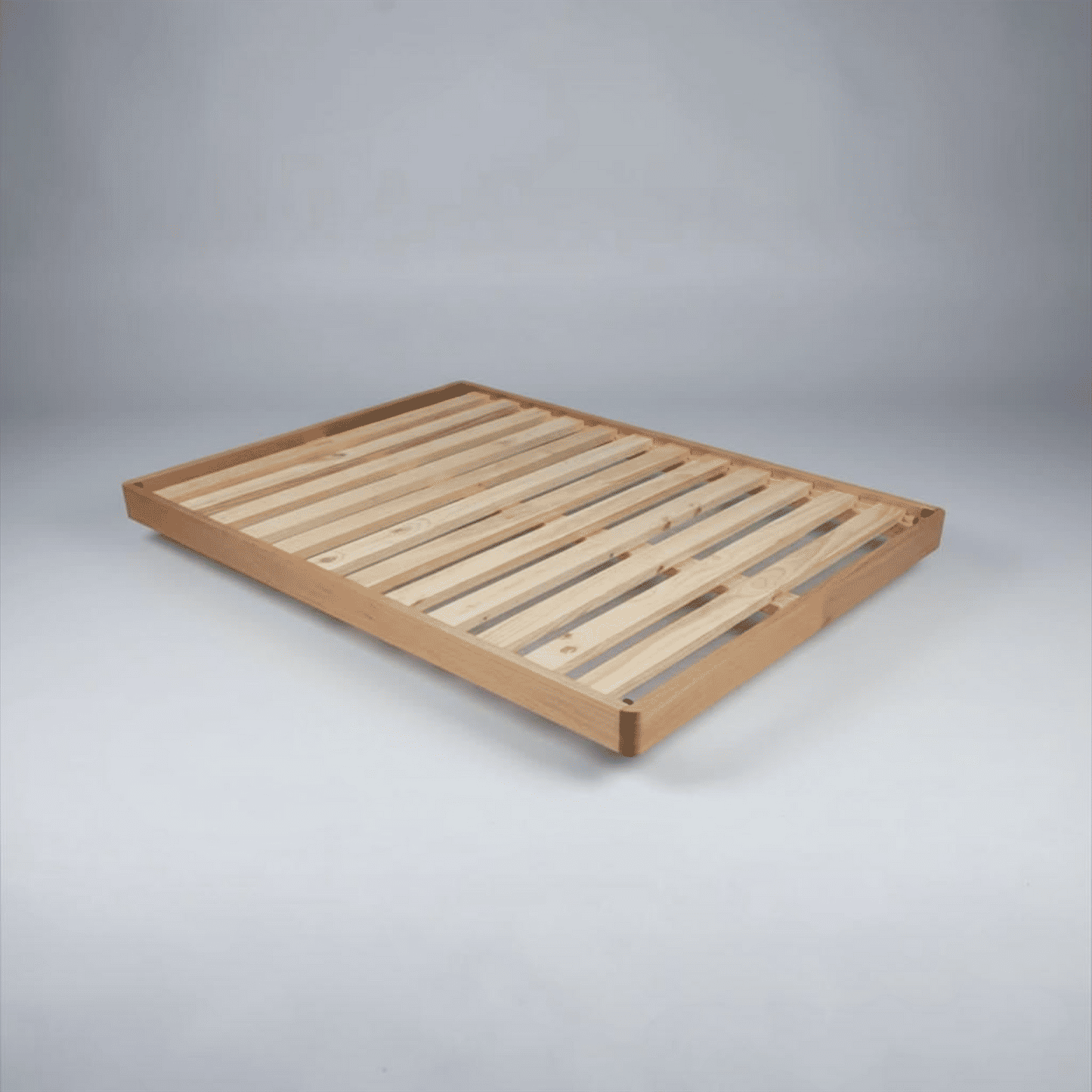 Malanya Solid Vic Ash Queen Bed with Curved Edges & Floating Legs & Sleeprite Ortho Posture Queen Mattress — Floor Stock, Available Now