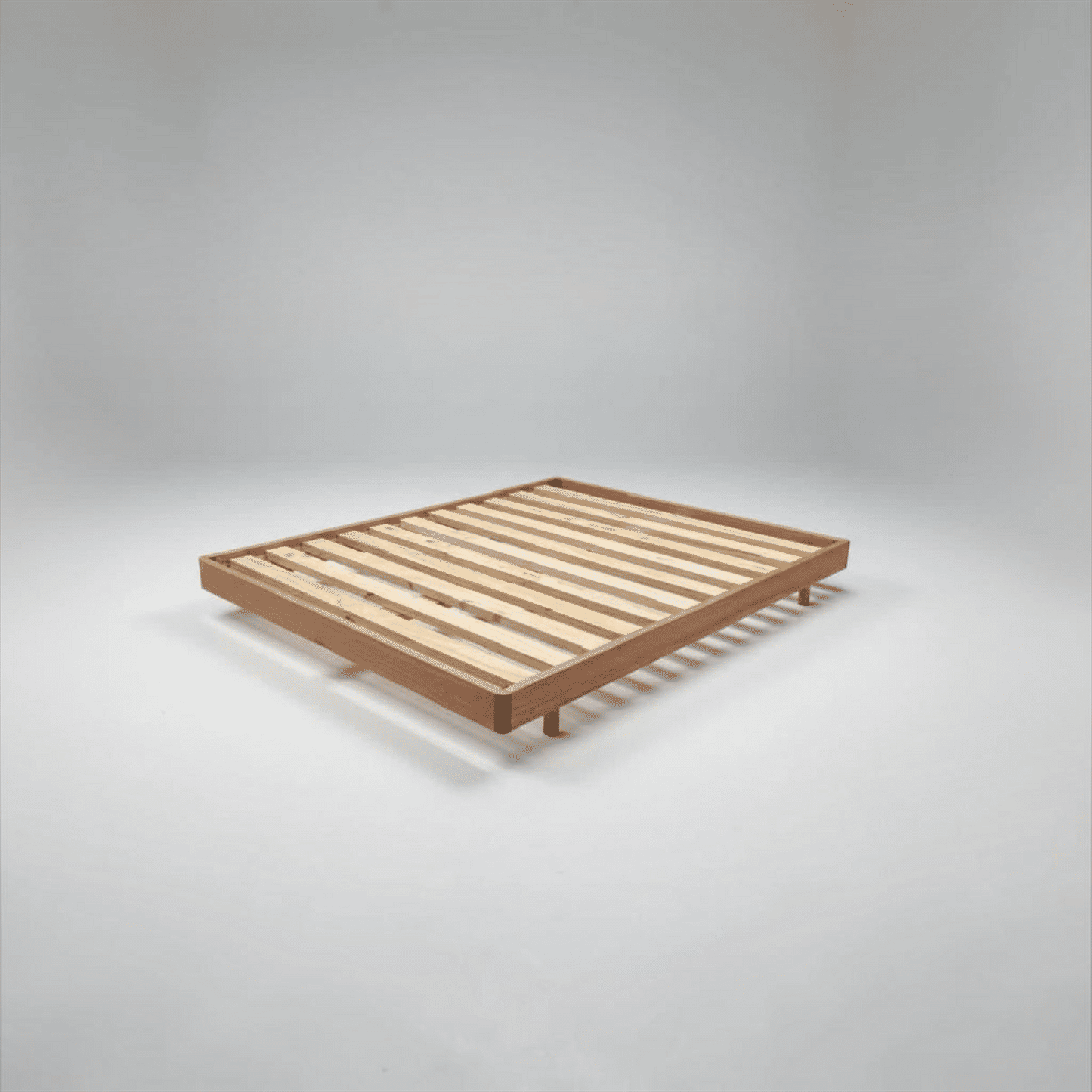 Malanya Solid Vic Ash Queen Bed with Curved Edges & Floating Legs & Sleeprite Ortho Posture Queen Mattress — Floor Stock, Available Now