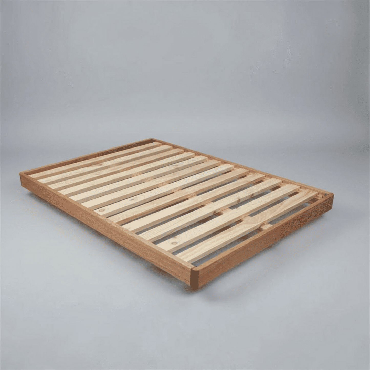 Malanya Solid Vic Ash Queen Bed with Curved Edges & Floating Legs & Sleeprite Ortho Posture Queen Mattress — Floor Stock, Available Now