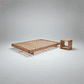 Malanya Solid Vic Ash Queen Bed with Curved Edges & Floating Legs & Sleeprite Ortho Posture Queen Mattress — Floor Stock, Available Now