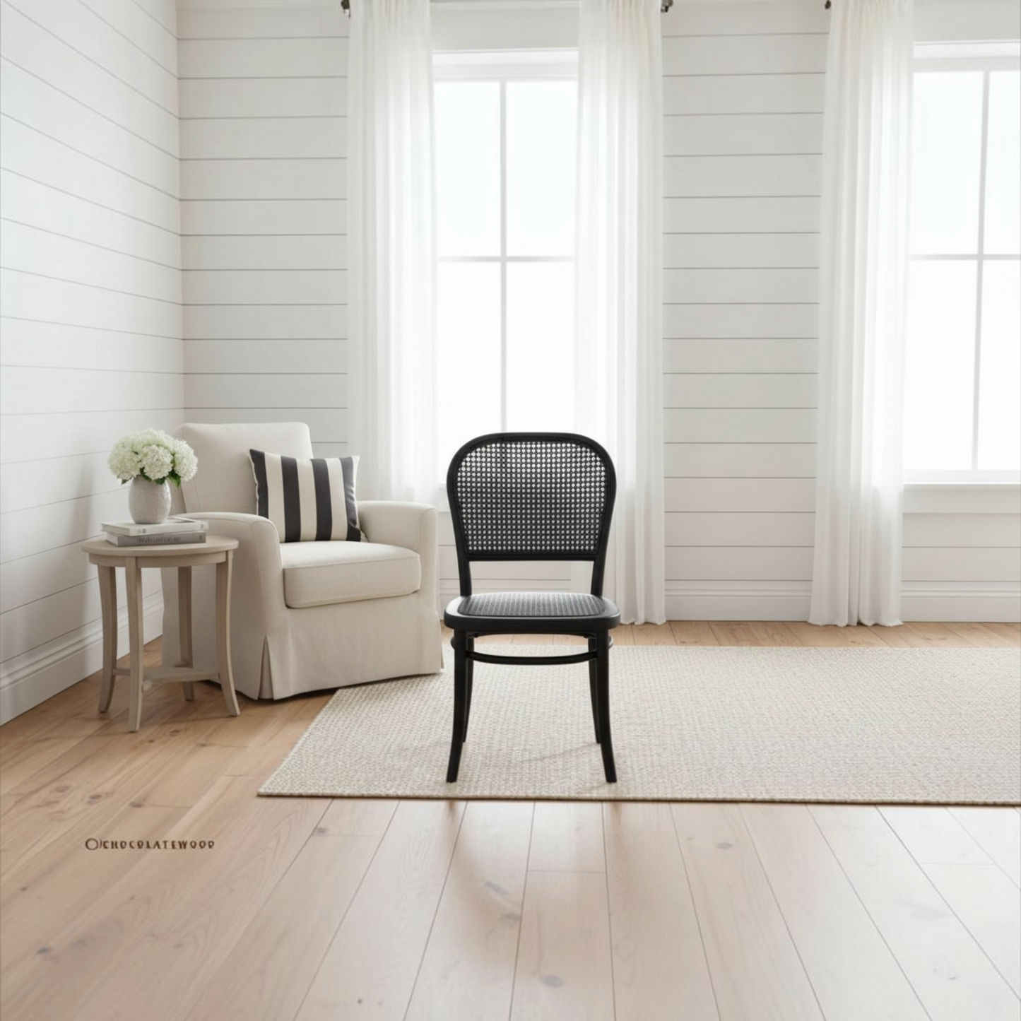 Valencia Recycled Elm Dining Table 184cm & 6 Recycled Elm Bermuda Dining Chairs in Black