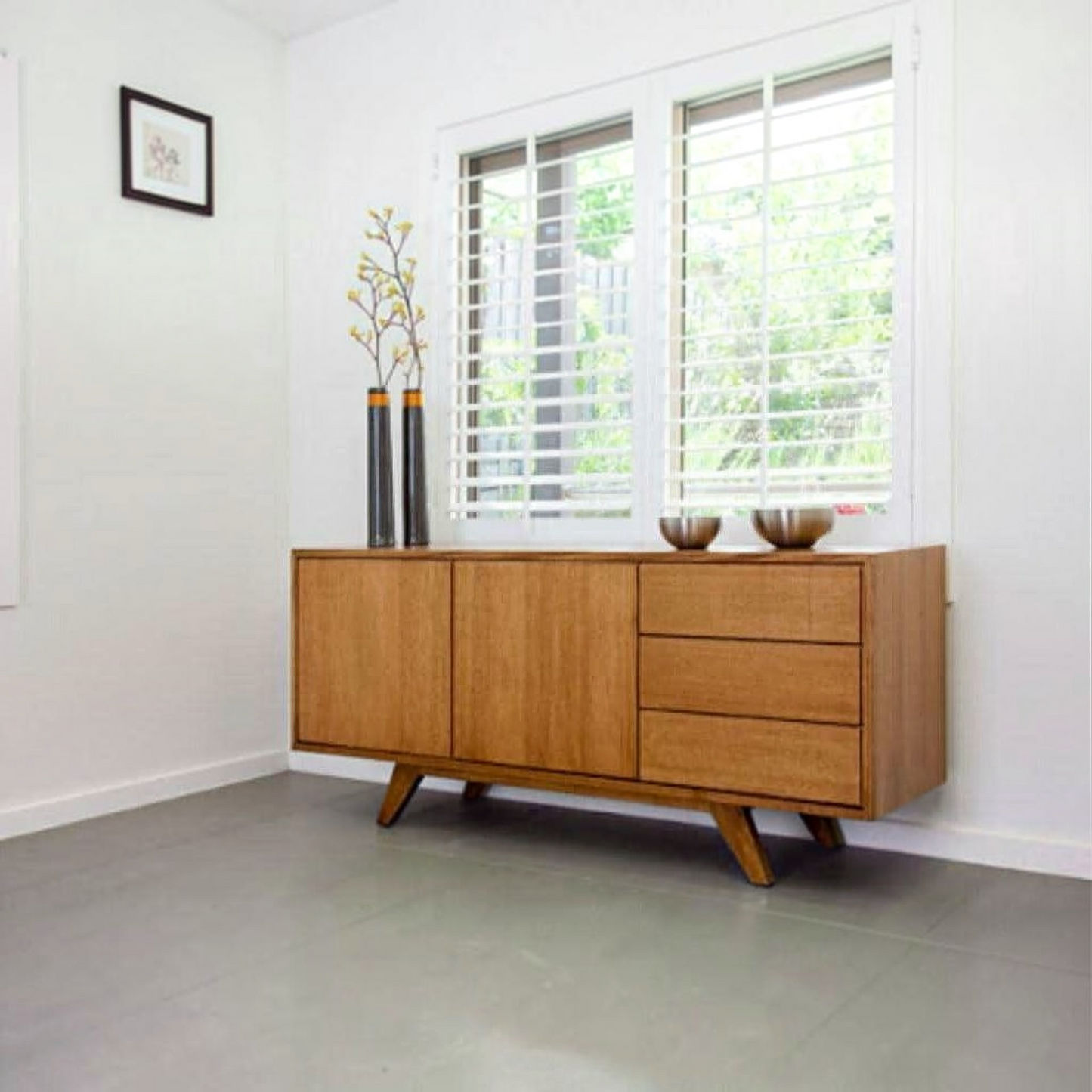 Daria Retro 2-Door 3-Drawer Buffet / Sideboard in Solid Tassie Oak — Australian Made to Order