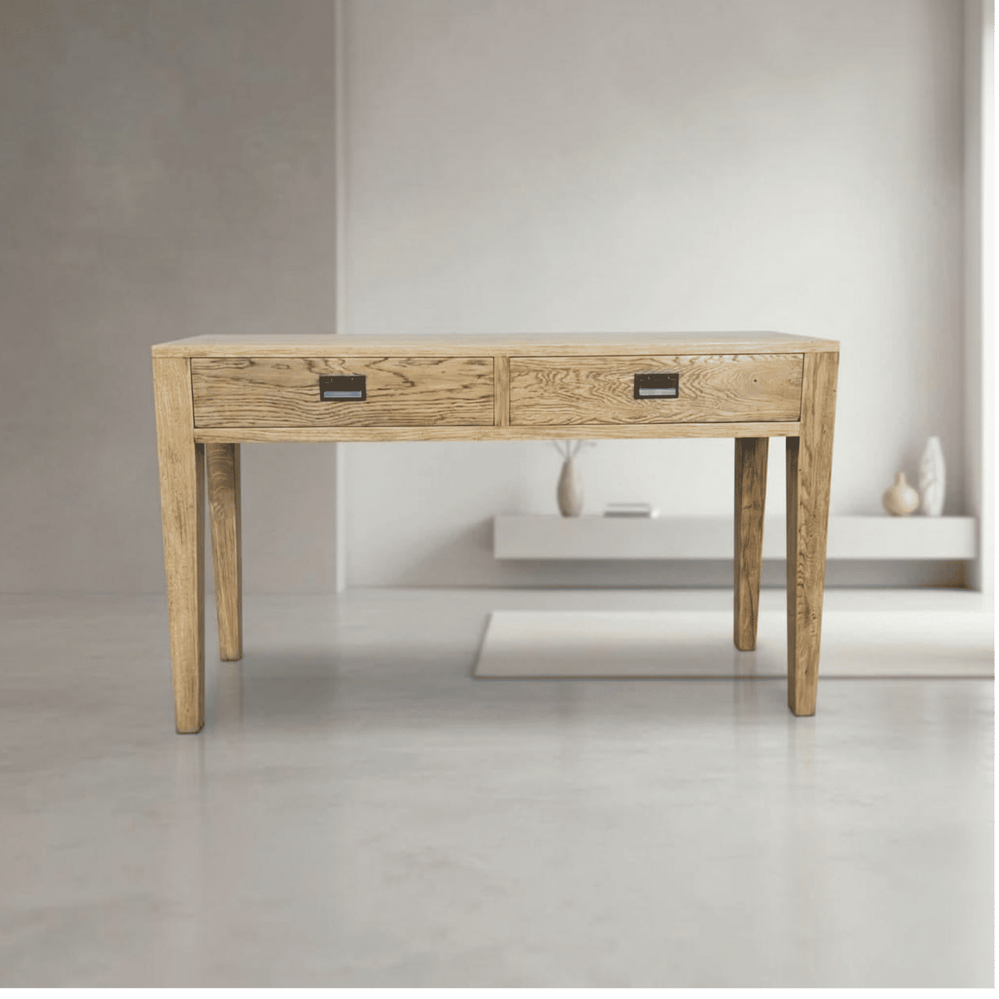 Tara Solid Oak 2-Drawer Console Table - MyChocolateWood