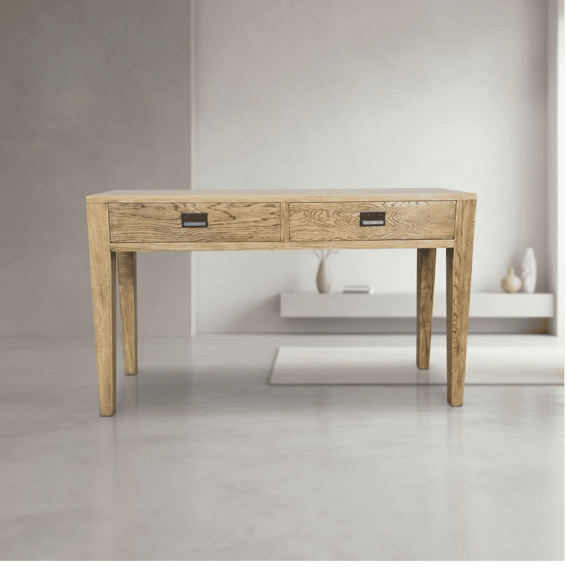 Tara Solid Oak 2-Drawer Console Table - MyChocolateWood