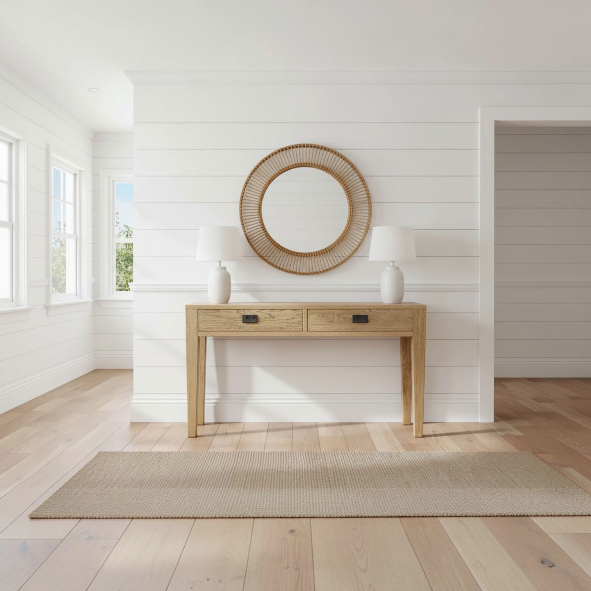 Tara Solid Oak 2-Drawer Console Table - MyChocolateWood
