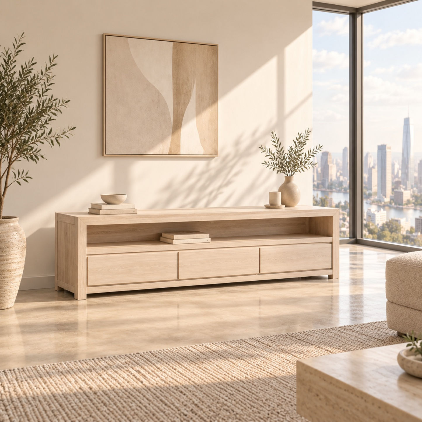 Tanaka Solid Mahogany 3-Drawer TV Unit 190cm